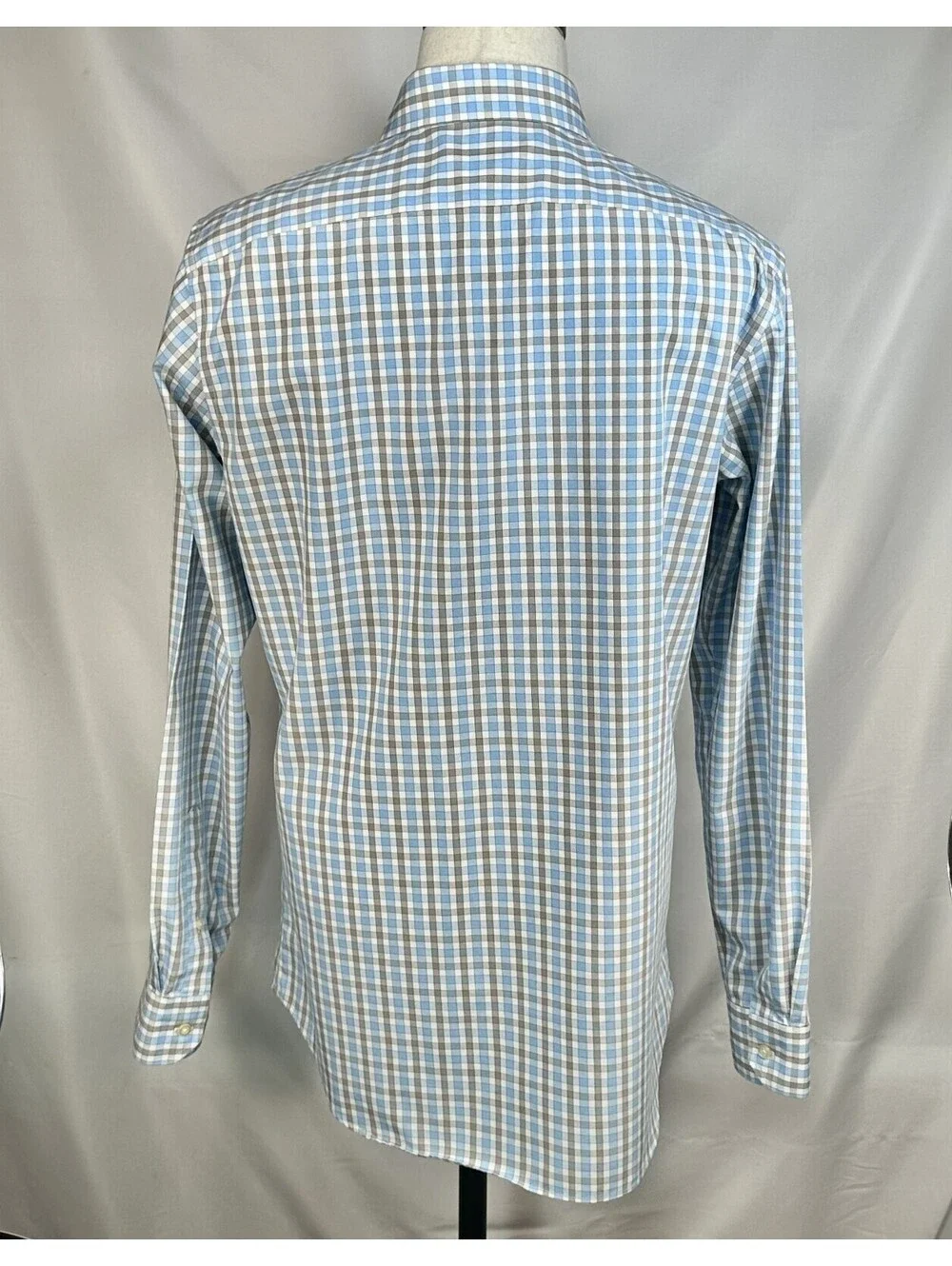 Banana Republic Non-Iron Tailored Slim Check Blue Gray Men L